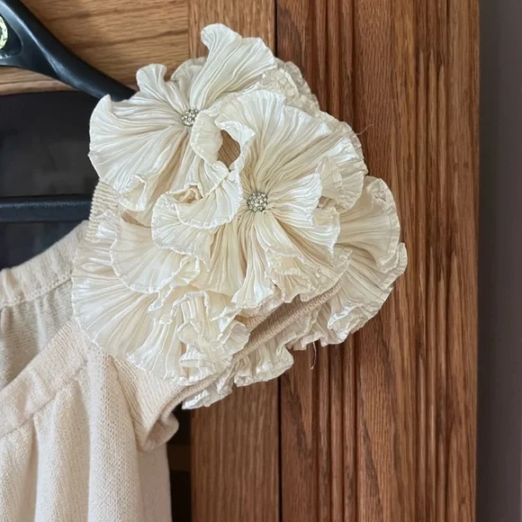 St John Evening Knit Cream Puff Sleeve Dress 10 - Picture 5 of 12